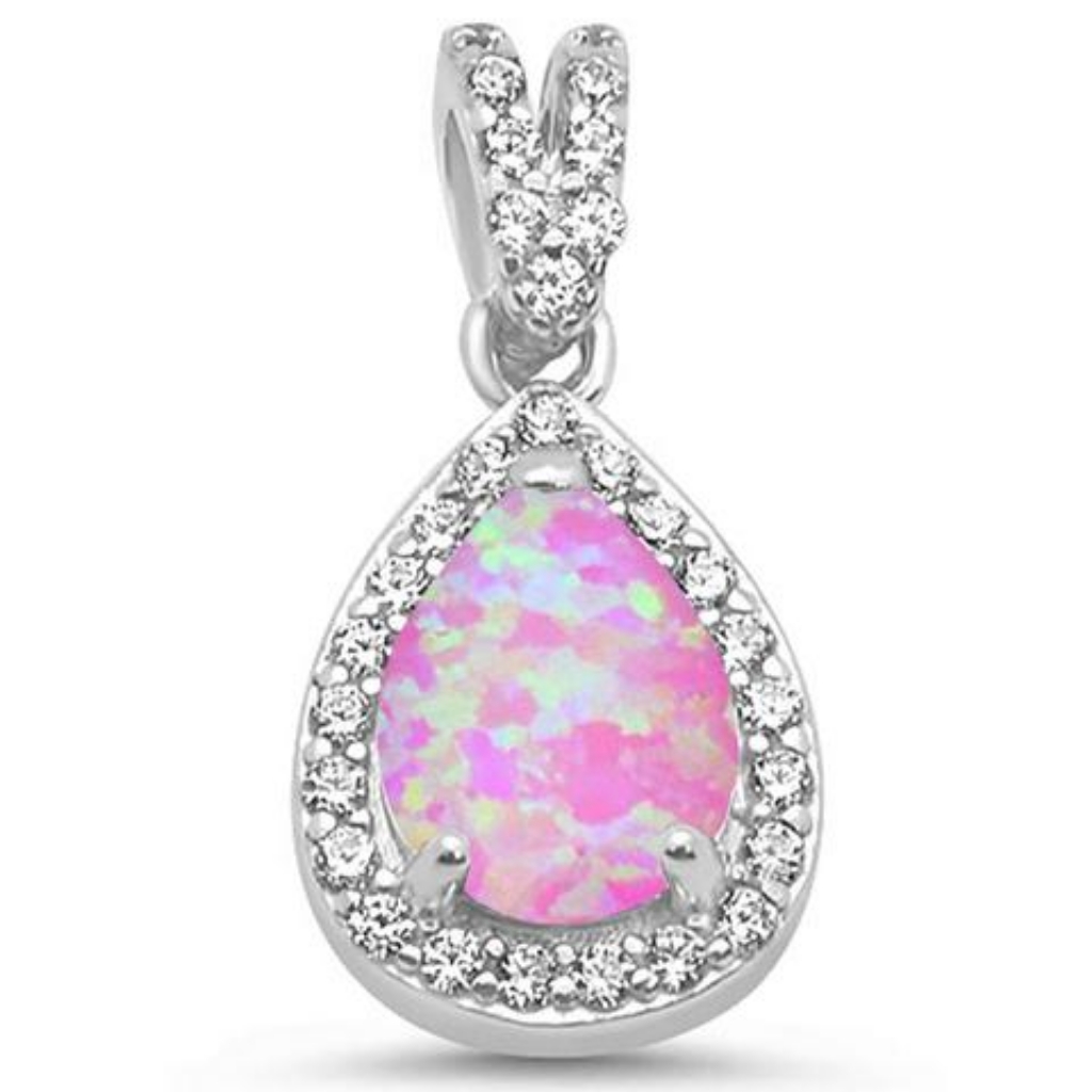 Pear Pink Opal Cubic Zirconia 925 Sterling Sil 39$